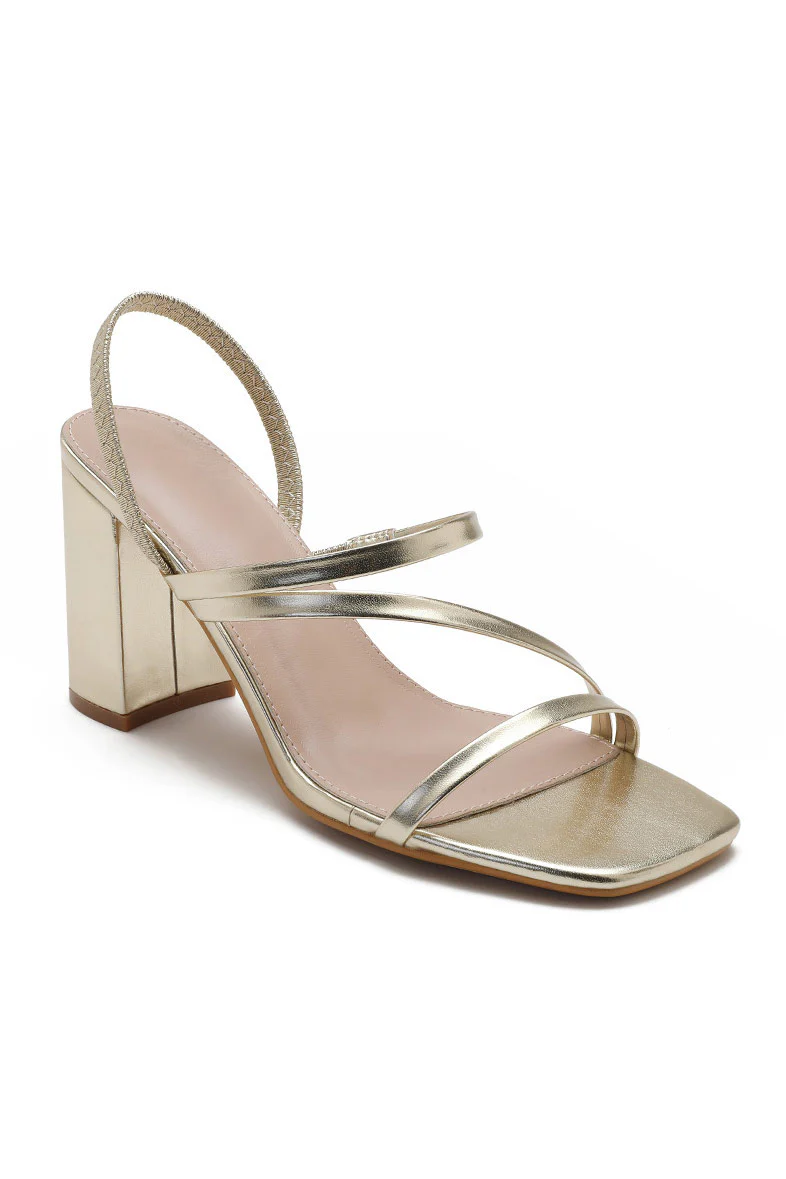 Luna Gold PU Slingback Block Heels - Enricherlife