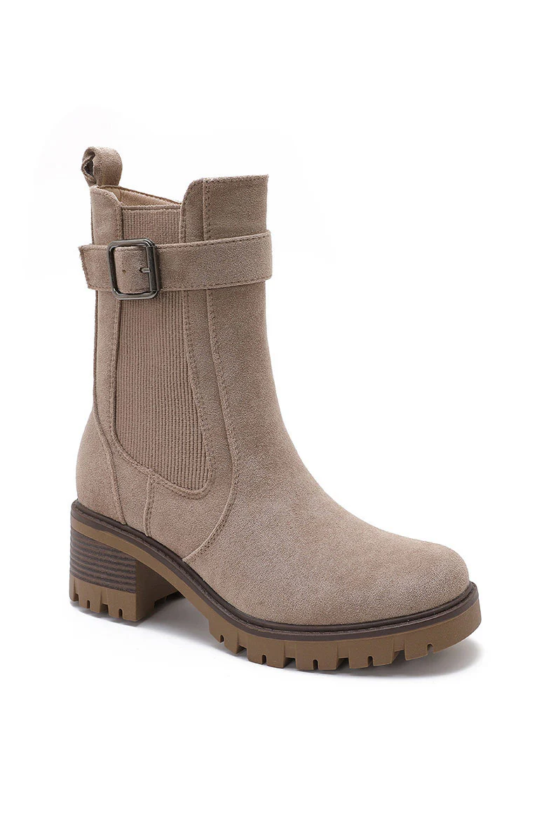 Hunter Stone Contrast Sole Suedette Chelsea Boots - Enricherlife