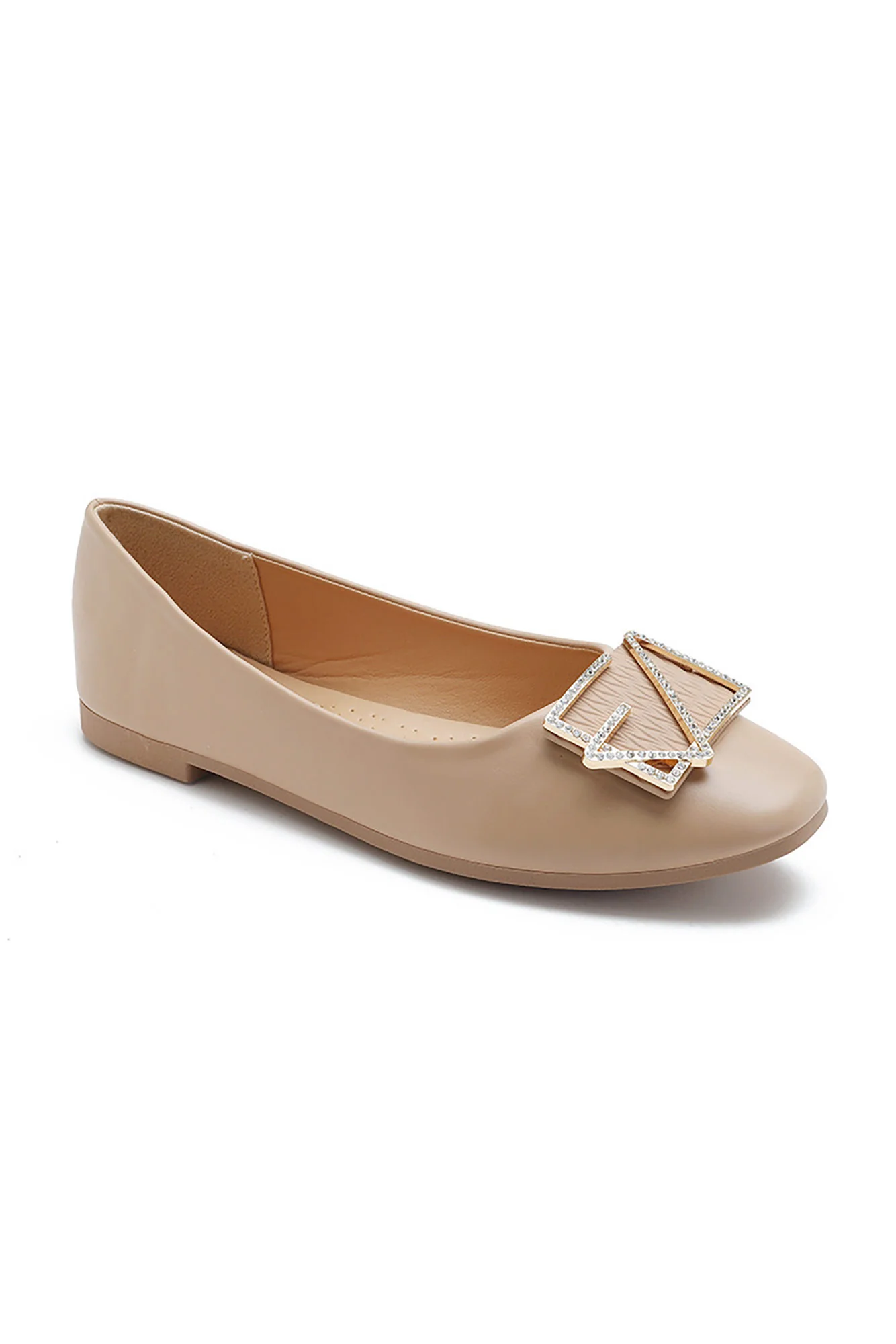 Hannah Nude PU Buckle Ballet Pumps - Enricherlife