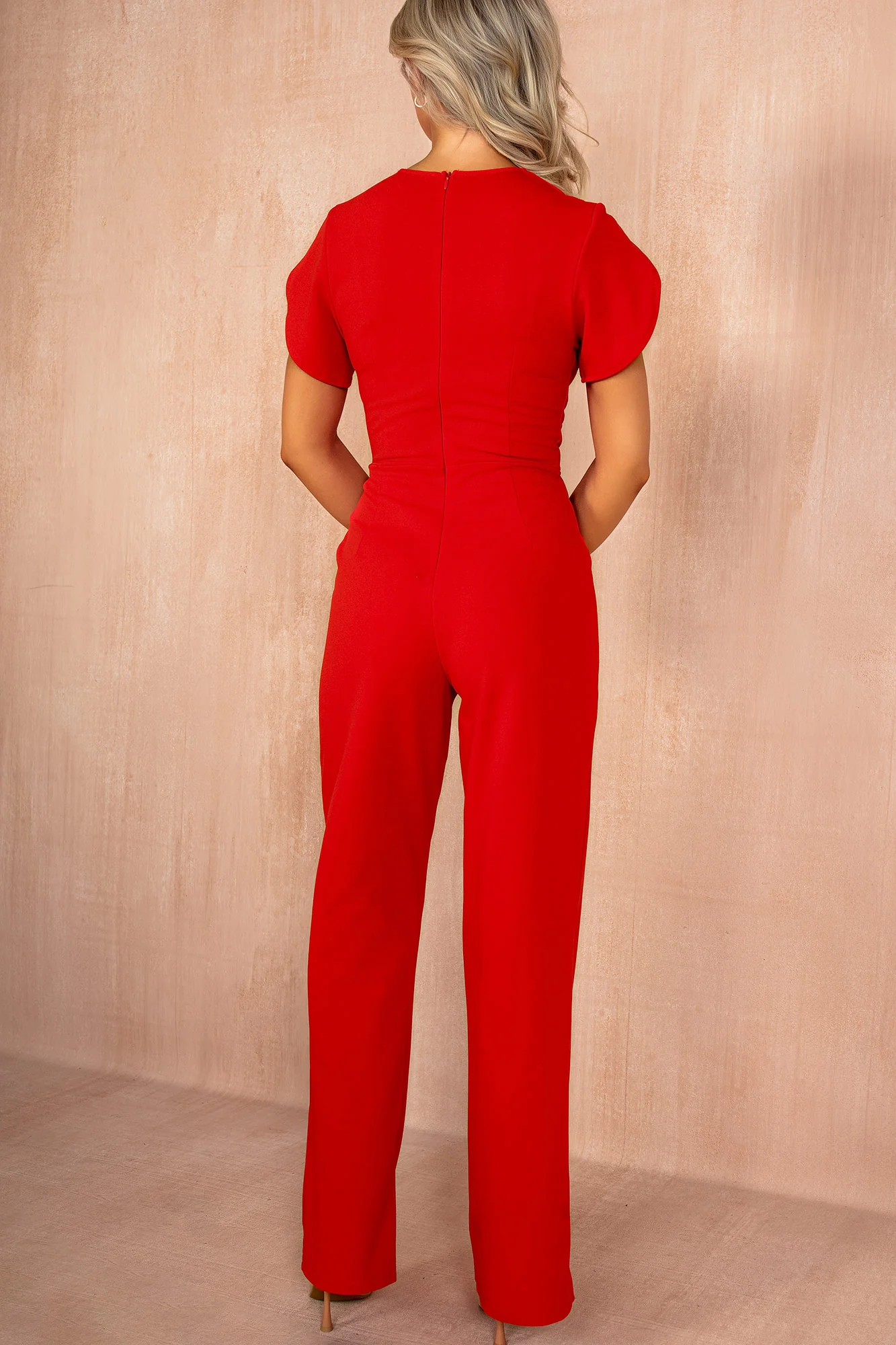 Bridget Bright Red Wrap Front Jumpsuit - Enricherlife