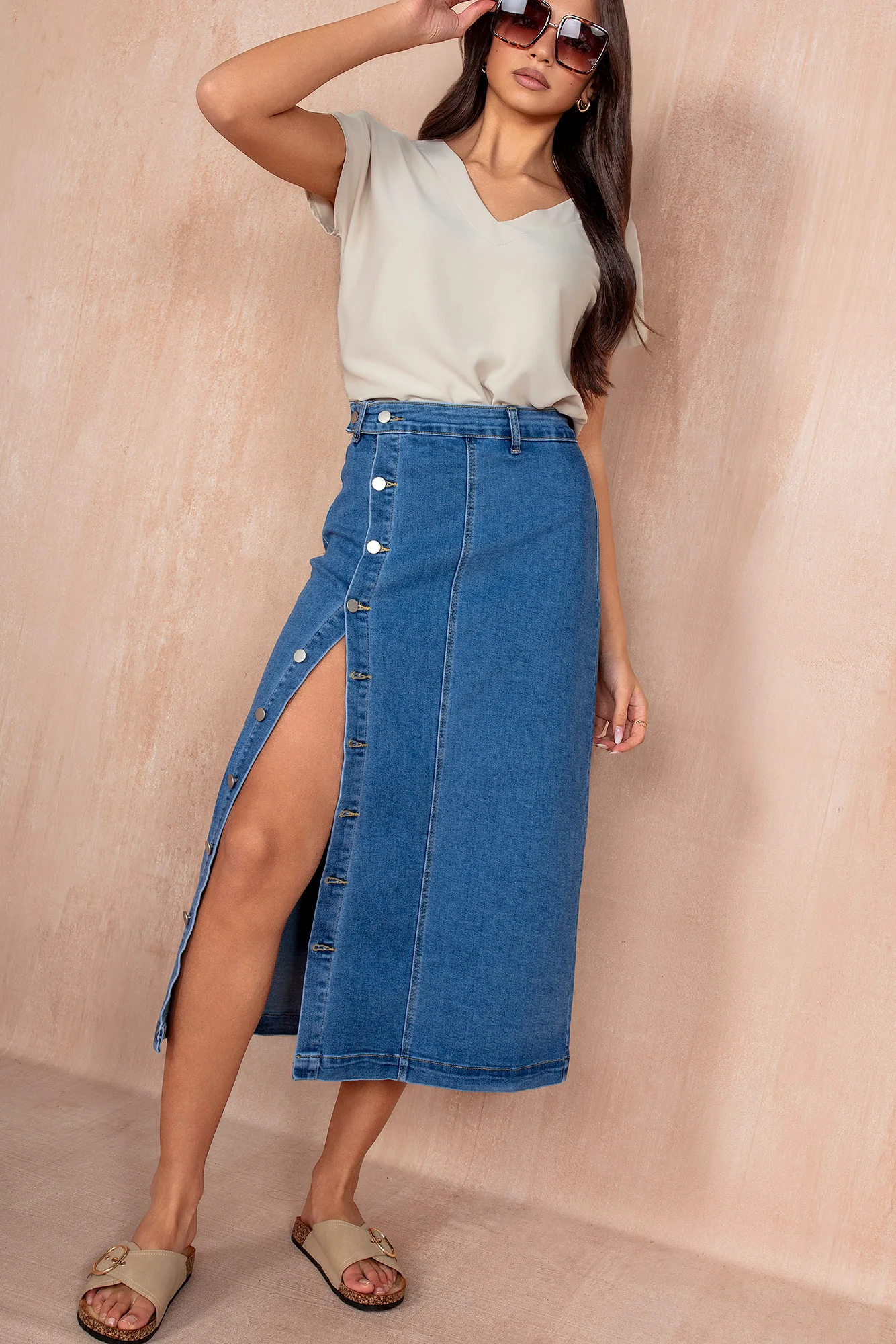 Bethany Dark Blue Denim Skirt - Enricherlife