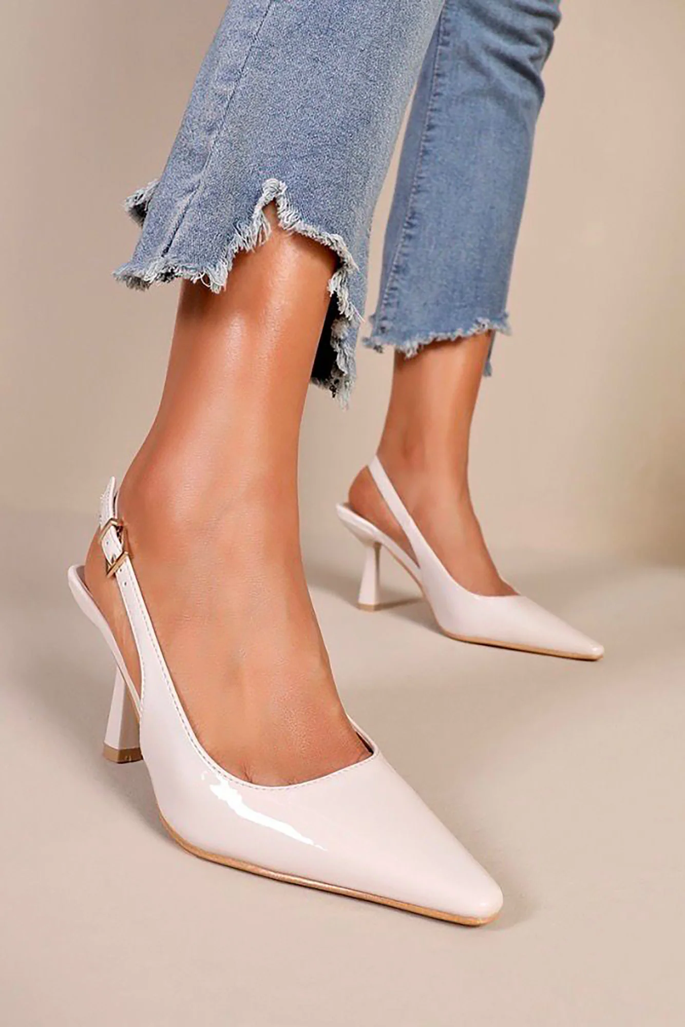 Paulina Nude Patent PU Court Heels - Enricherlife