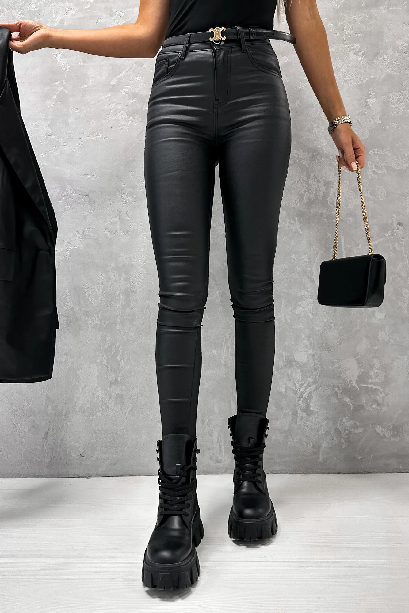 Onika Black Wax Trousers - Enricherlife