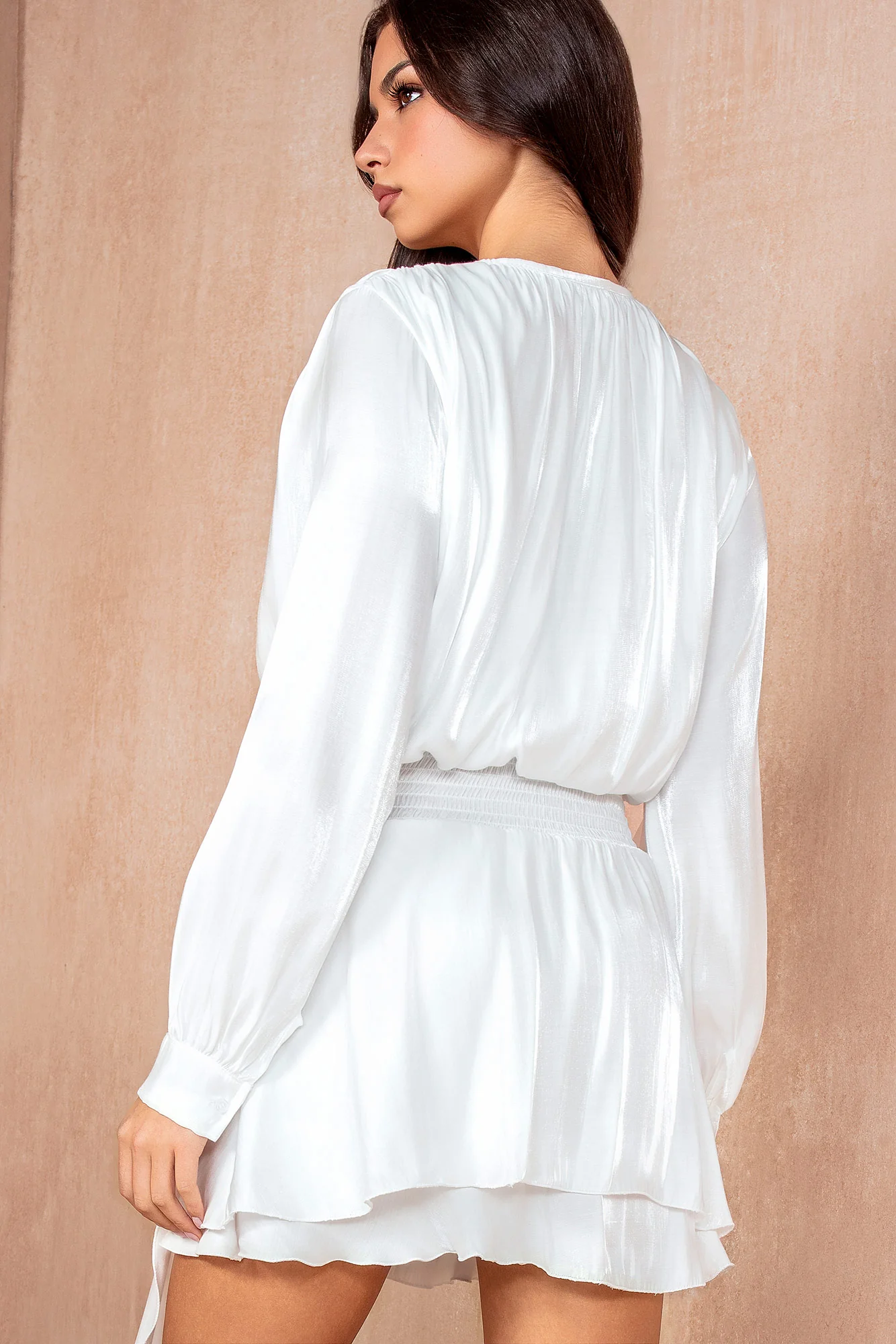 Jess White Shimmer Drape Dress - Enricherlife