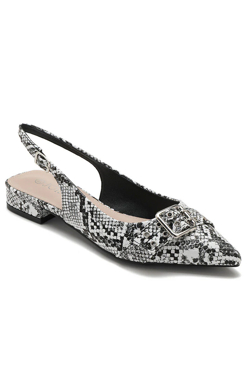 Delilah Snake Print PU Slingback Shoe - Enricherlife
