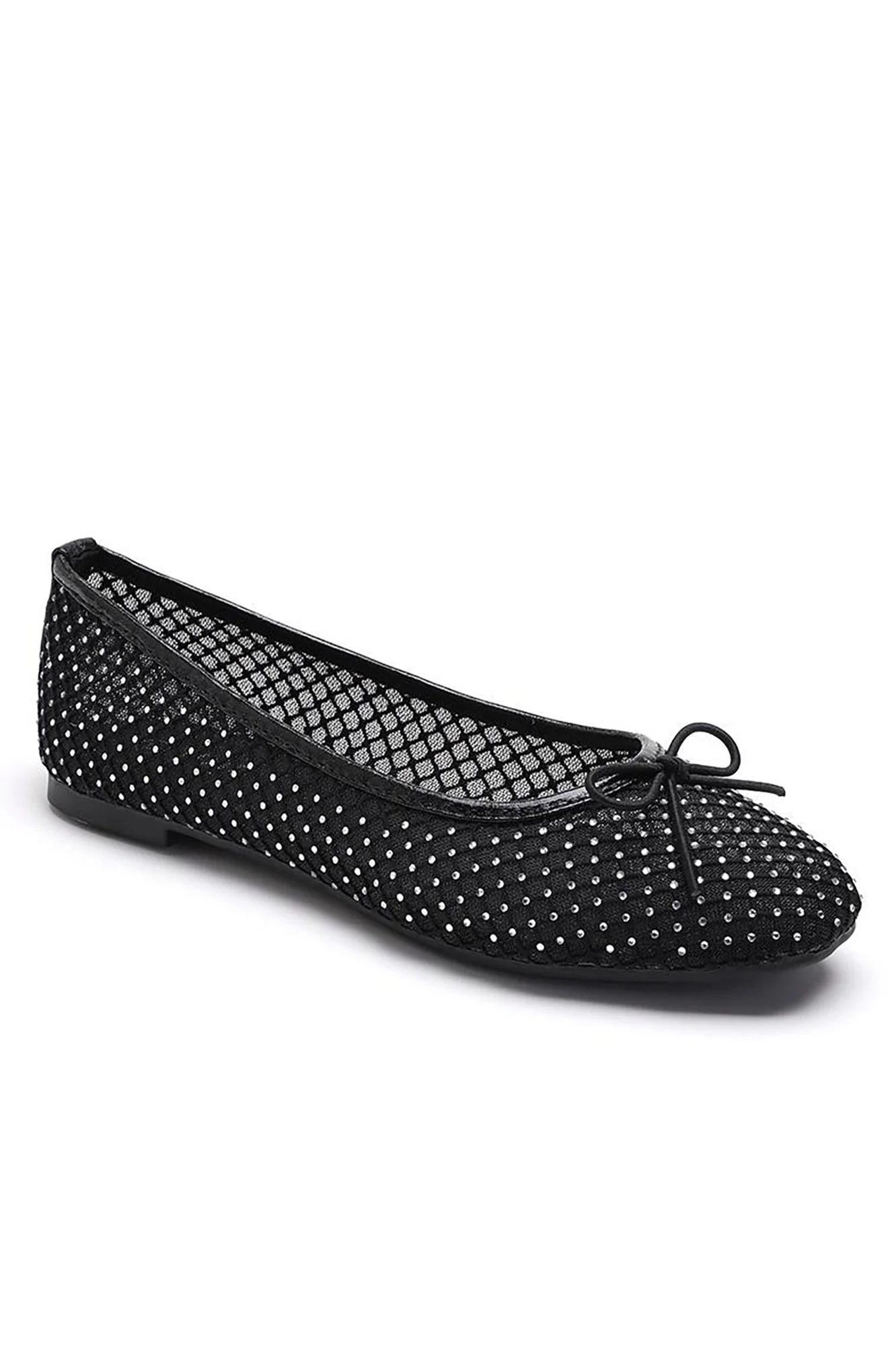 Carrie Black Mesh Diamante Ballet Pumps - Enricherlife