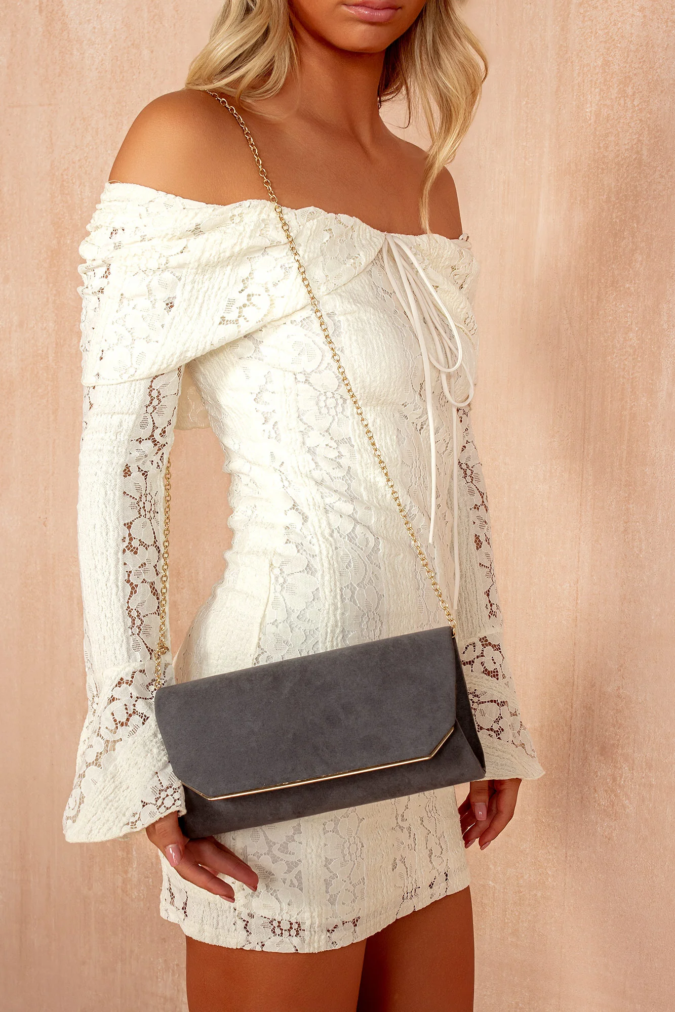 Trixie Charcoal Suedette Detachable Chain Bag - Enricherlife