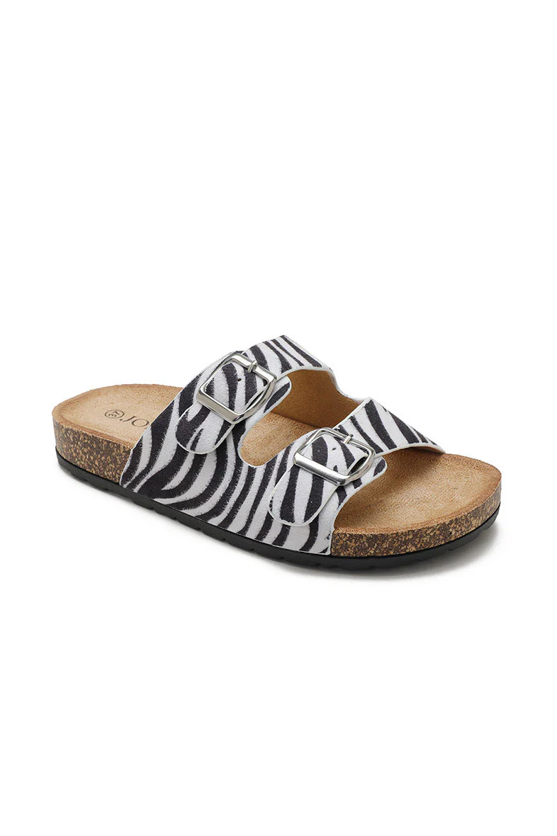 Leane Zebra Print Buckle Sliders - Enricherlife