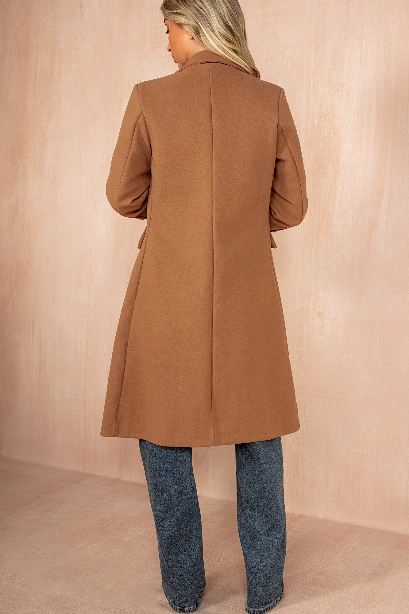 Winona Camel Longline Double Breasted Coat - Enricherlife