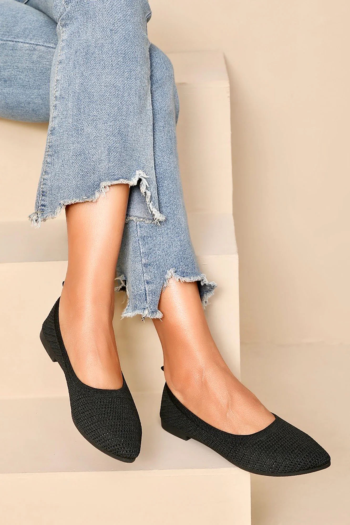 Sally Black Woven Ballet Pumps - Enricherlife