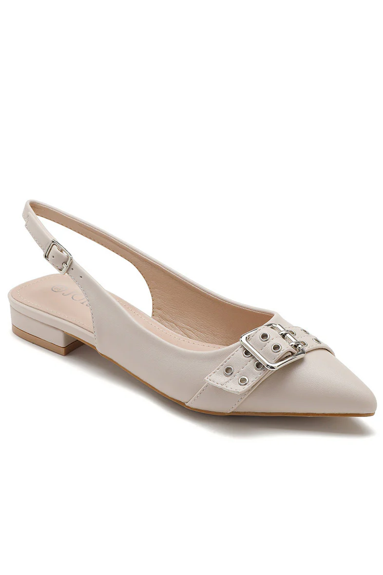 Delilah Cream PU Slingback Shoe - Enricherlife