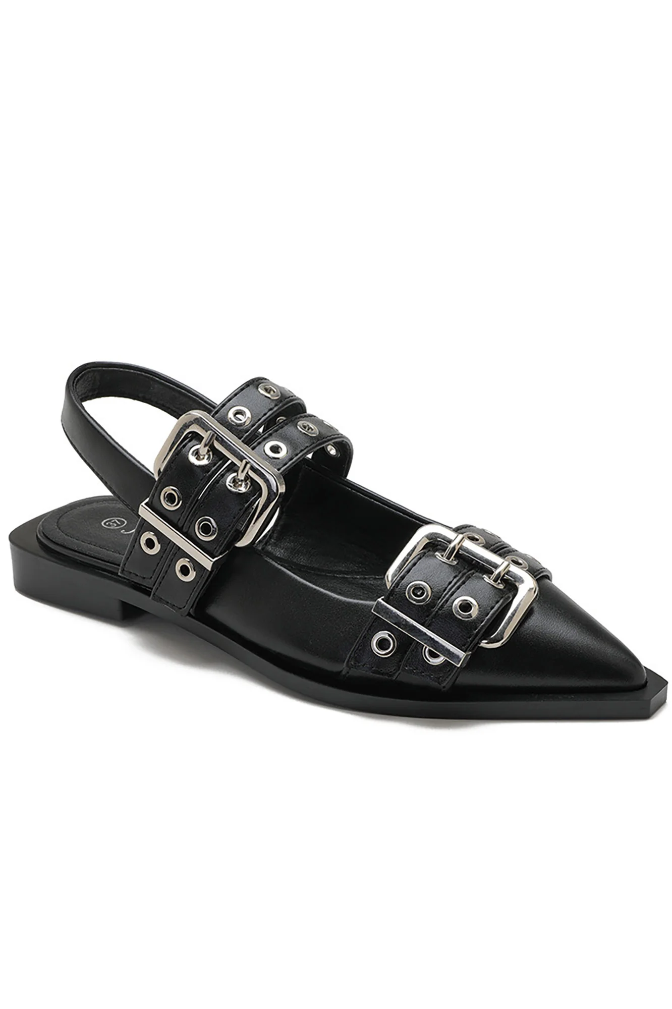 Willow Black PU Buckle Slingback Shoe - Enricherlife