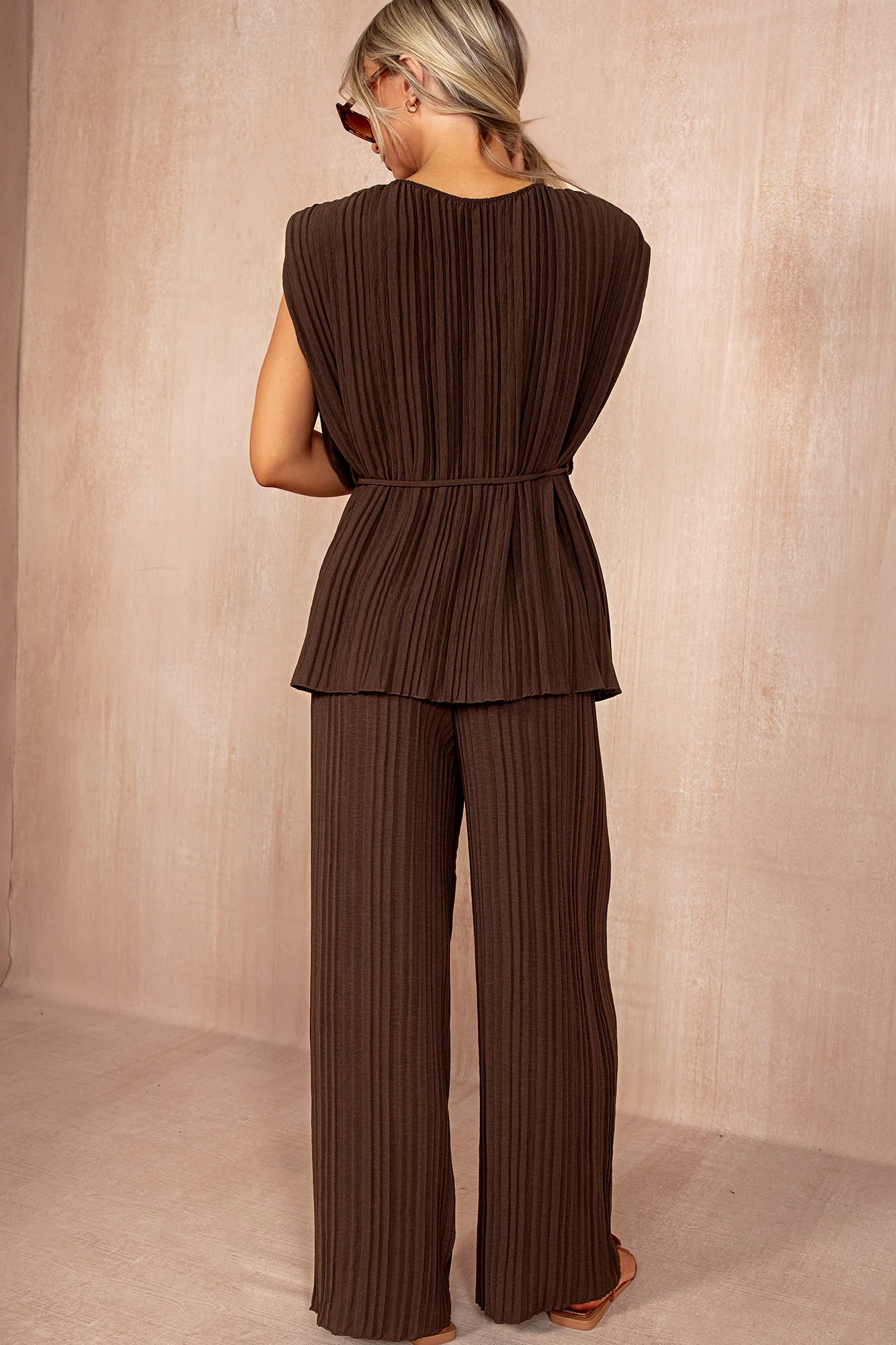 Odessa Chocolate Pleated Co Ord - Enricherlife