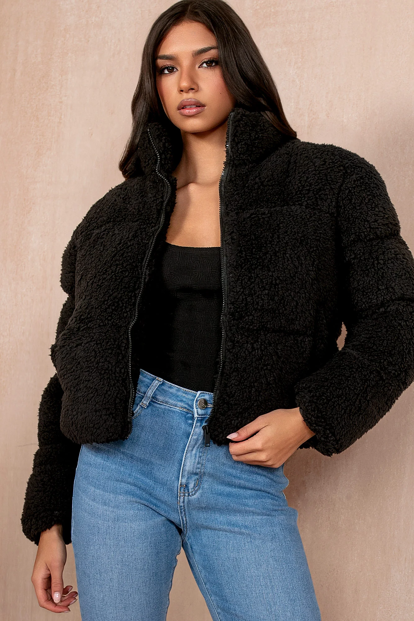 Lottie Black Teddy Puffer Jacket - Enricherlife