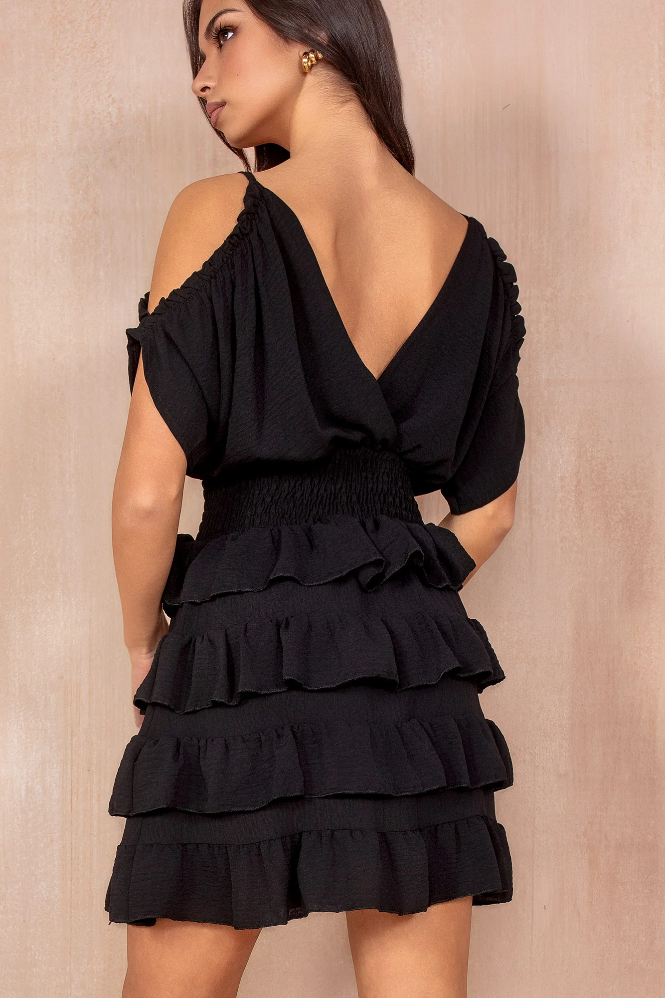Bianca Black Cold Shoulder Dress - Enricherlife