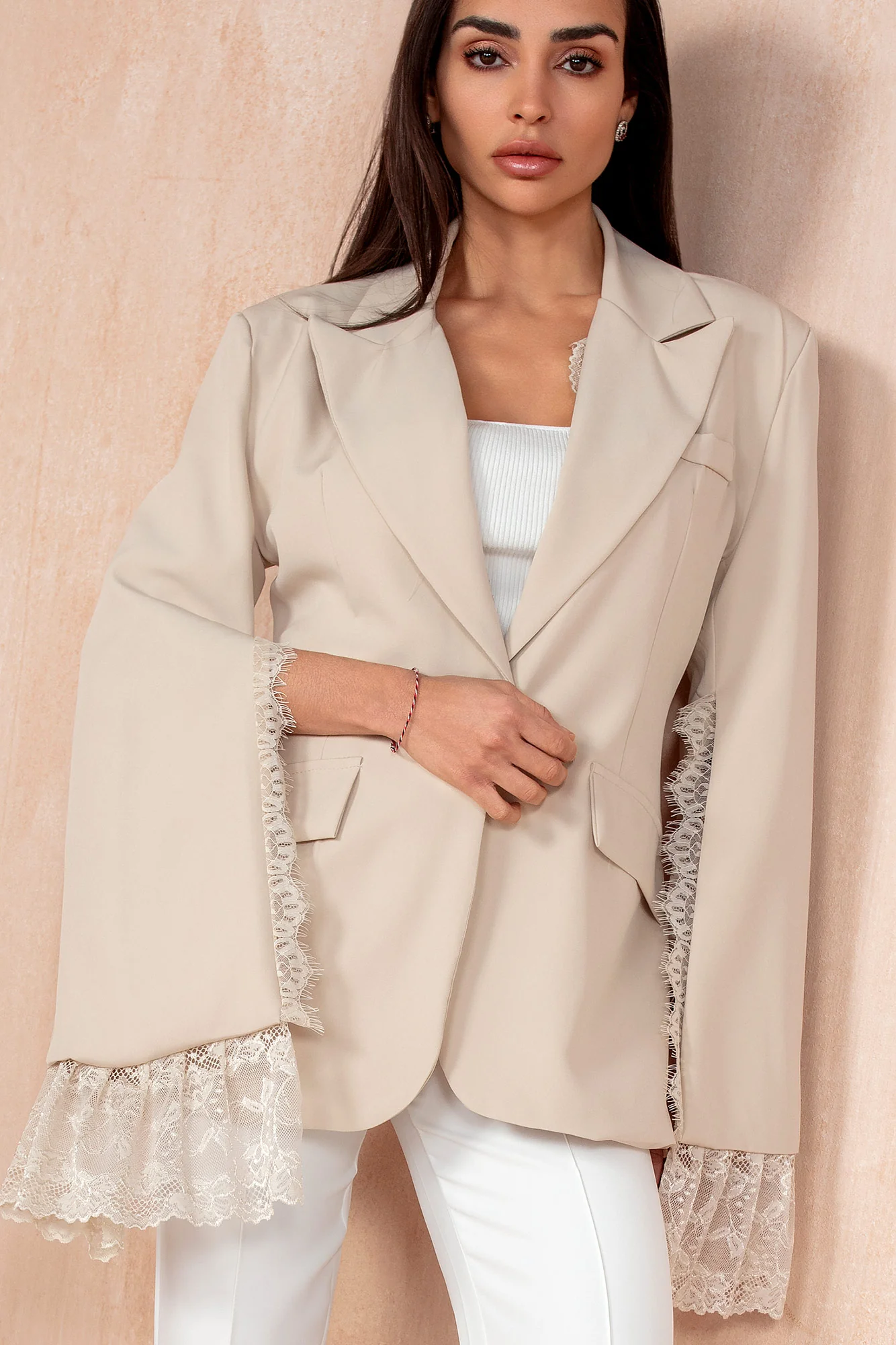 Caleigh Stone Lace Detail Blazer - Enricherlife