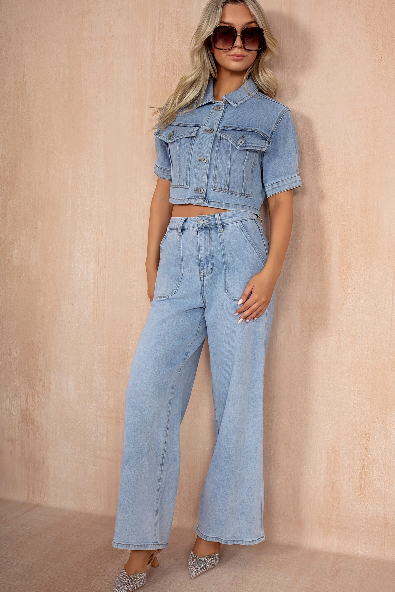Fedelma Light Blue Wide Leg Jeans - Enricherlife