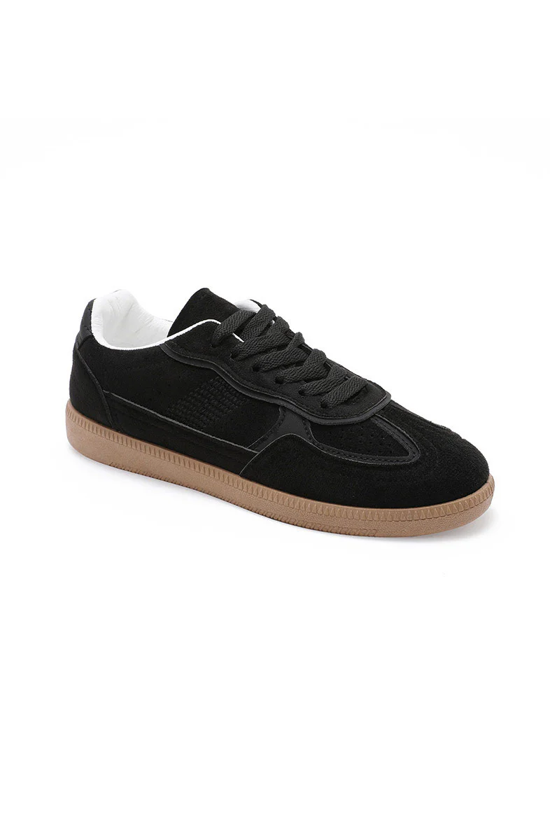 Ravi Black Suedette Trainers - Enricherlife