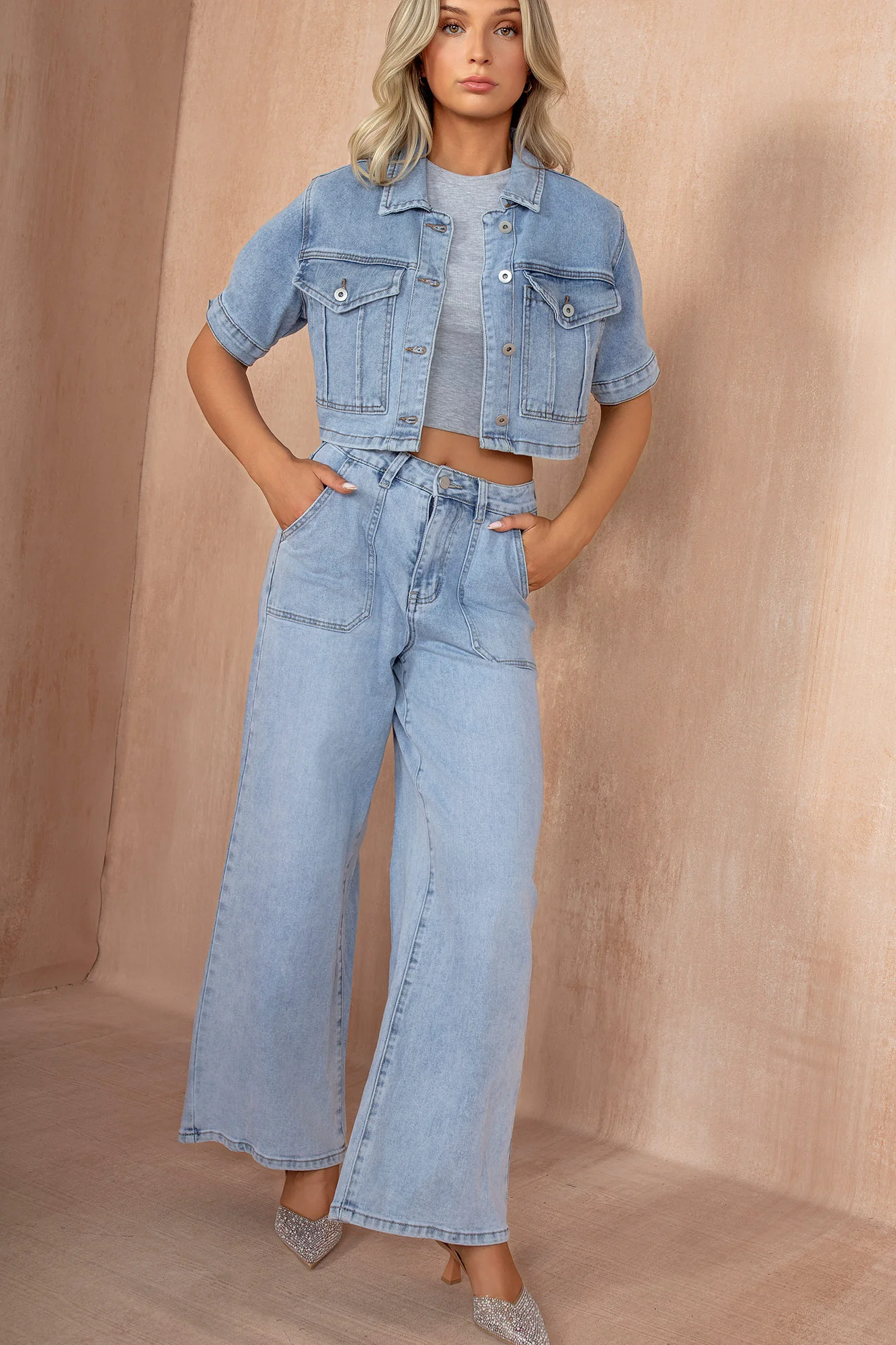 Fedelma Light Blue Wide Leg Jeans - Enricherlife