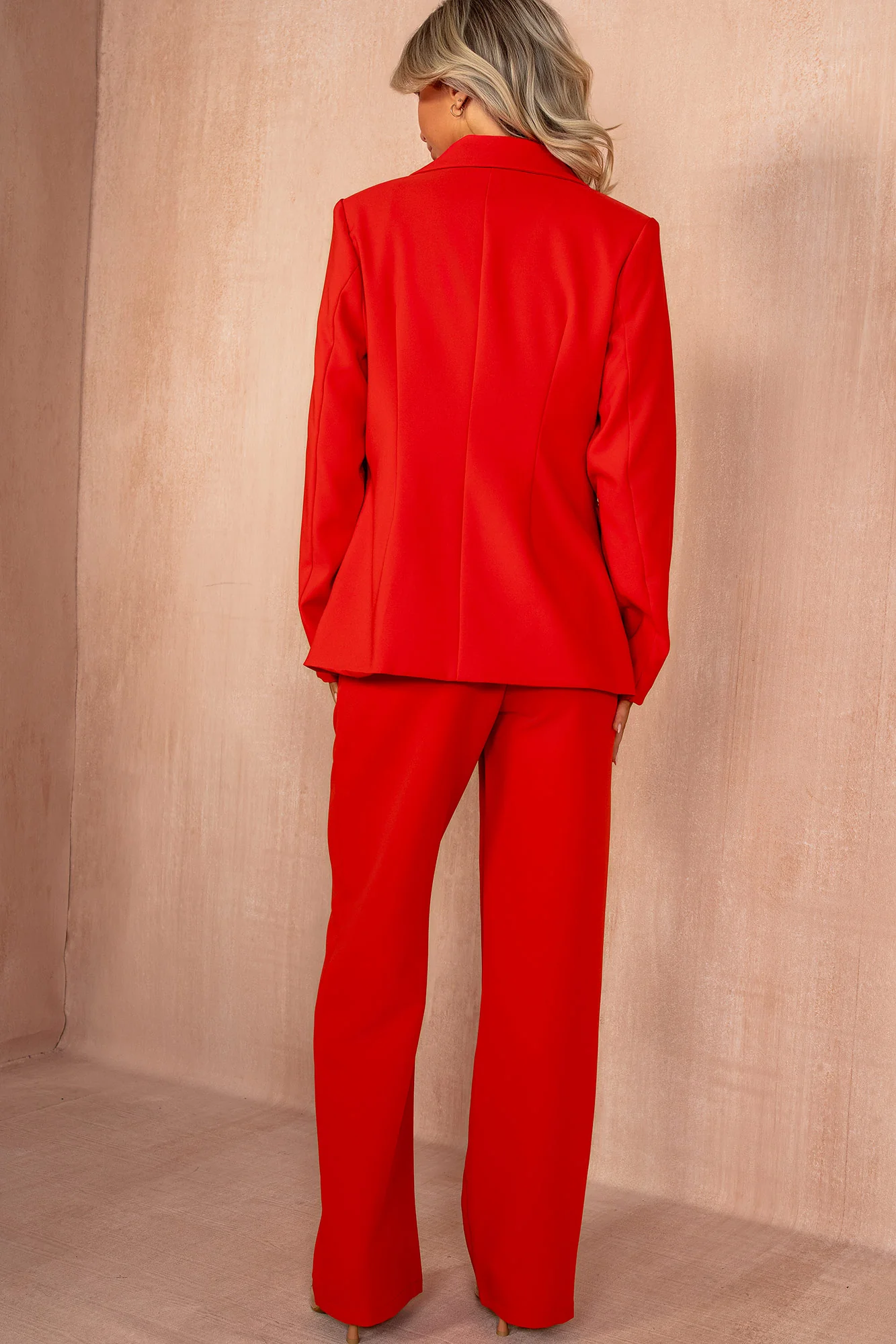 Jo Red Tailored Straight Leg Trousers - Enricherlife