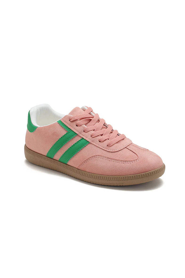 Alaina Pink Suedette Trainers - Enricherlife
