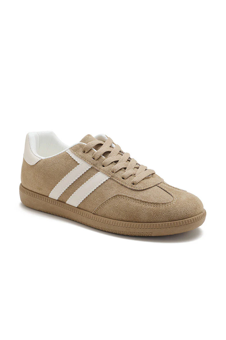 Alaina Camel Suedette Trainers - Enricherlife