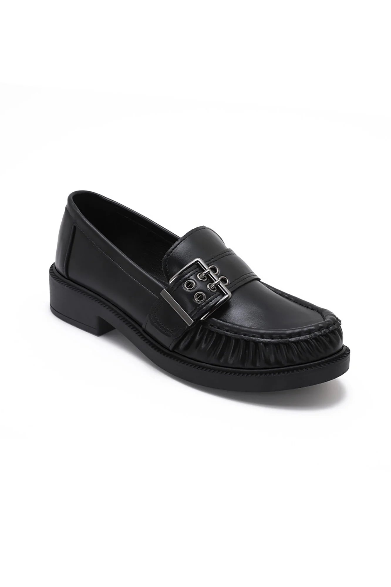 Quinn Black Leather Look Loafers - Enricherlife