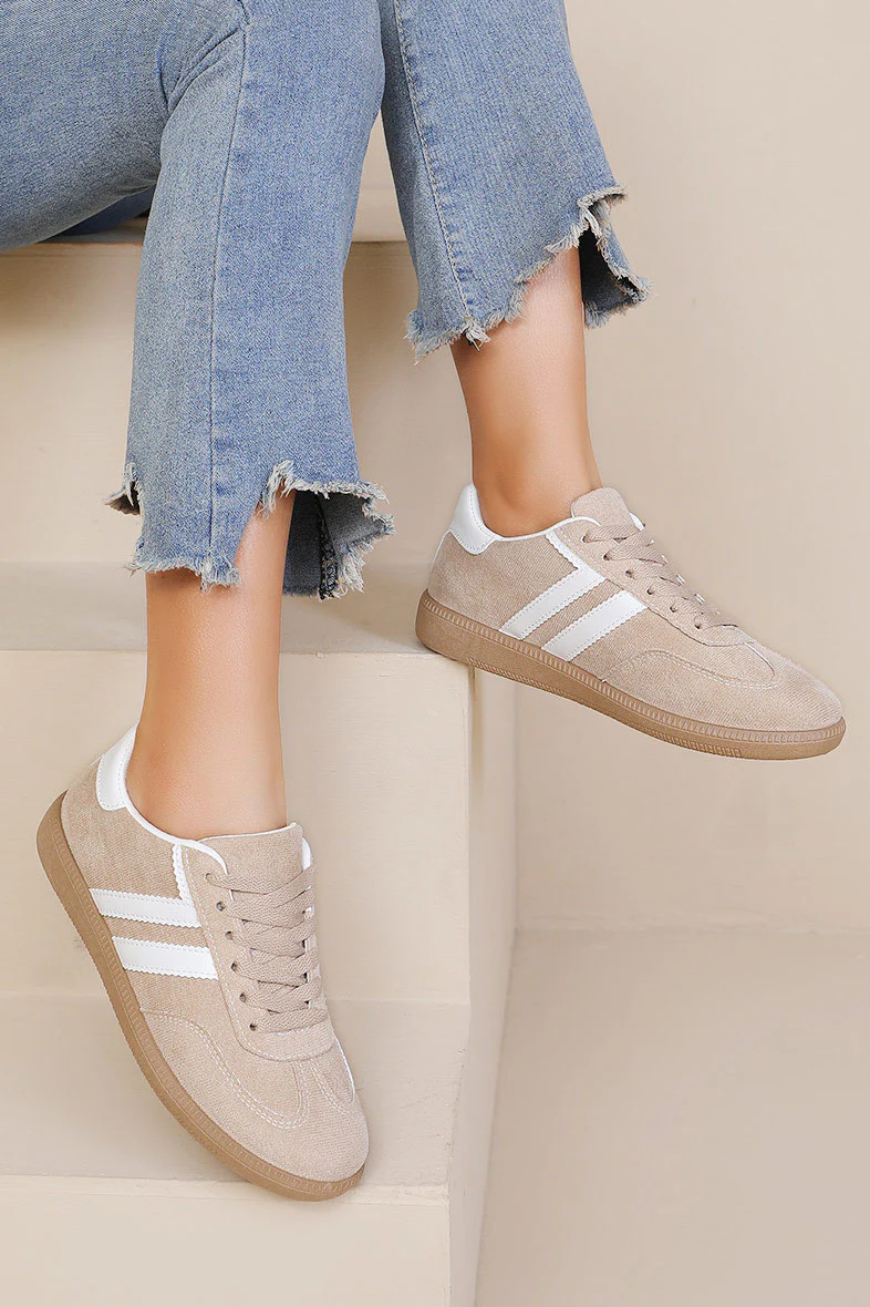 Alaina Stone Suedette Trainers - Enricherlife