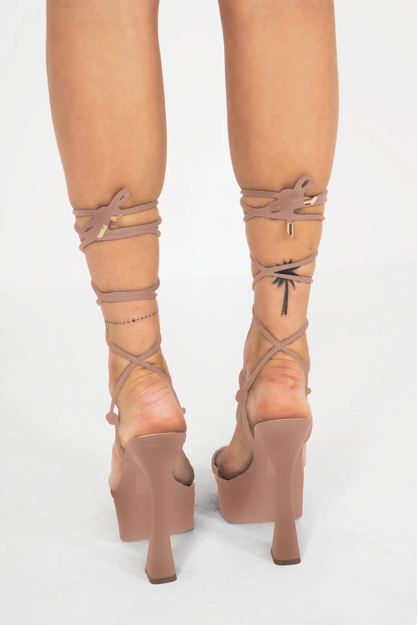 Allison Nude Lace Up Platform Heels - Enricherlife