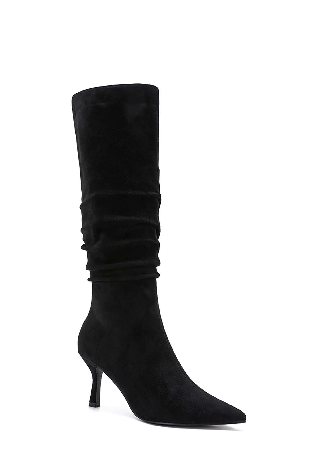 Amanza Black Suedette Knee High Boots - Enricherlife