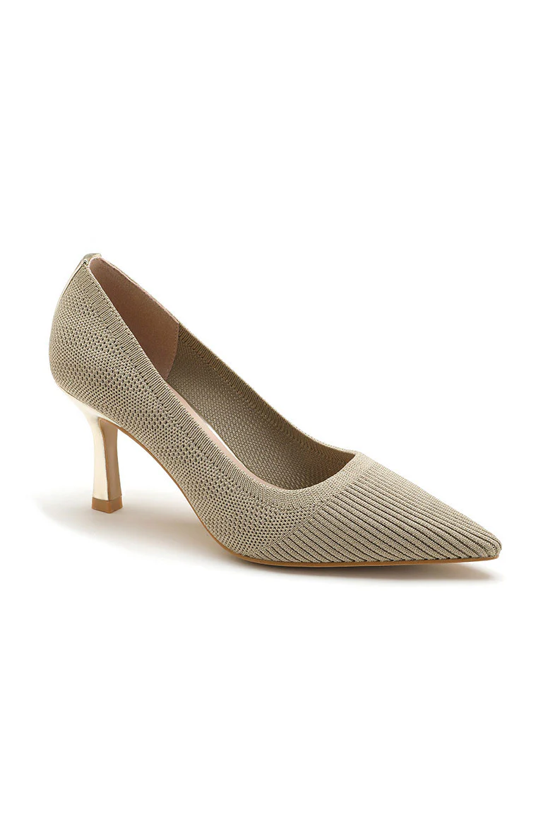 Zola Gold Knit Fabric Court Heels - Enricherlife