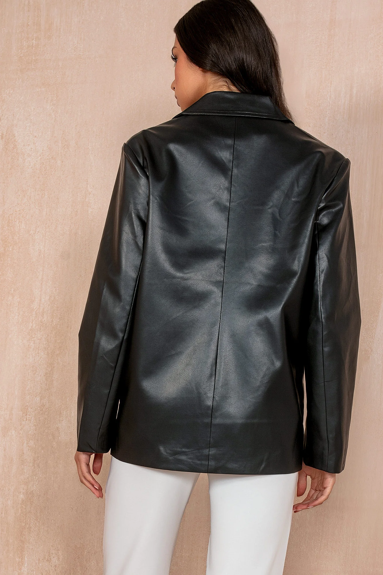 Caroline Black Leather Look Blazer - Enricherlife