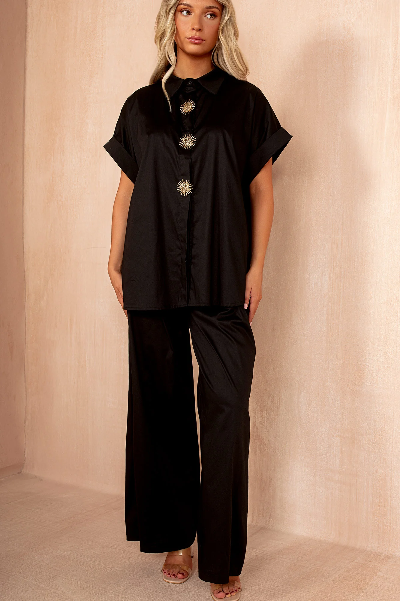 Perrie Black Cotton Brooch Co Ord - Enricherlife