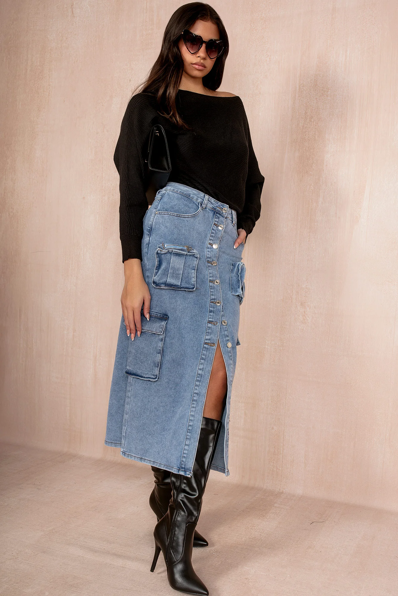 Harley Blue Denim Pocket Detail Skirt - Enricherlife