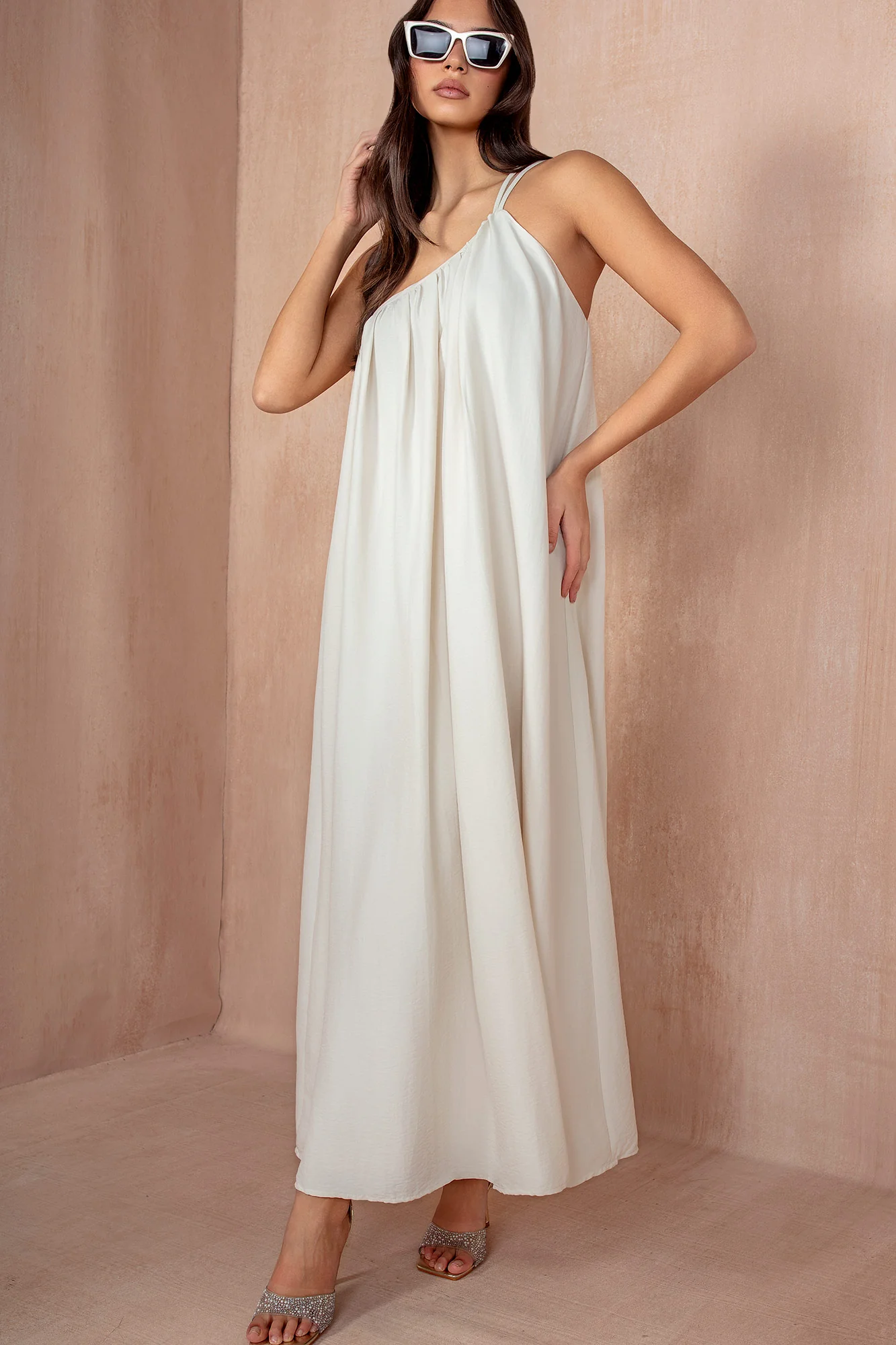 Eileen Stone Oversized One Shoulder Maxi Dress - Enricherlife