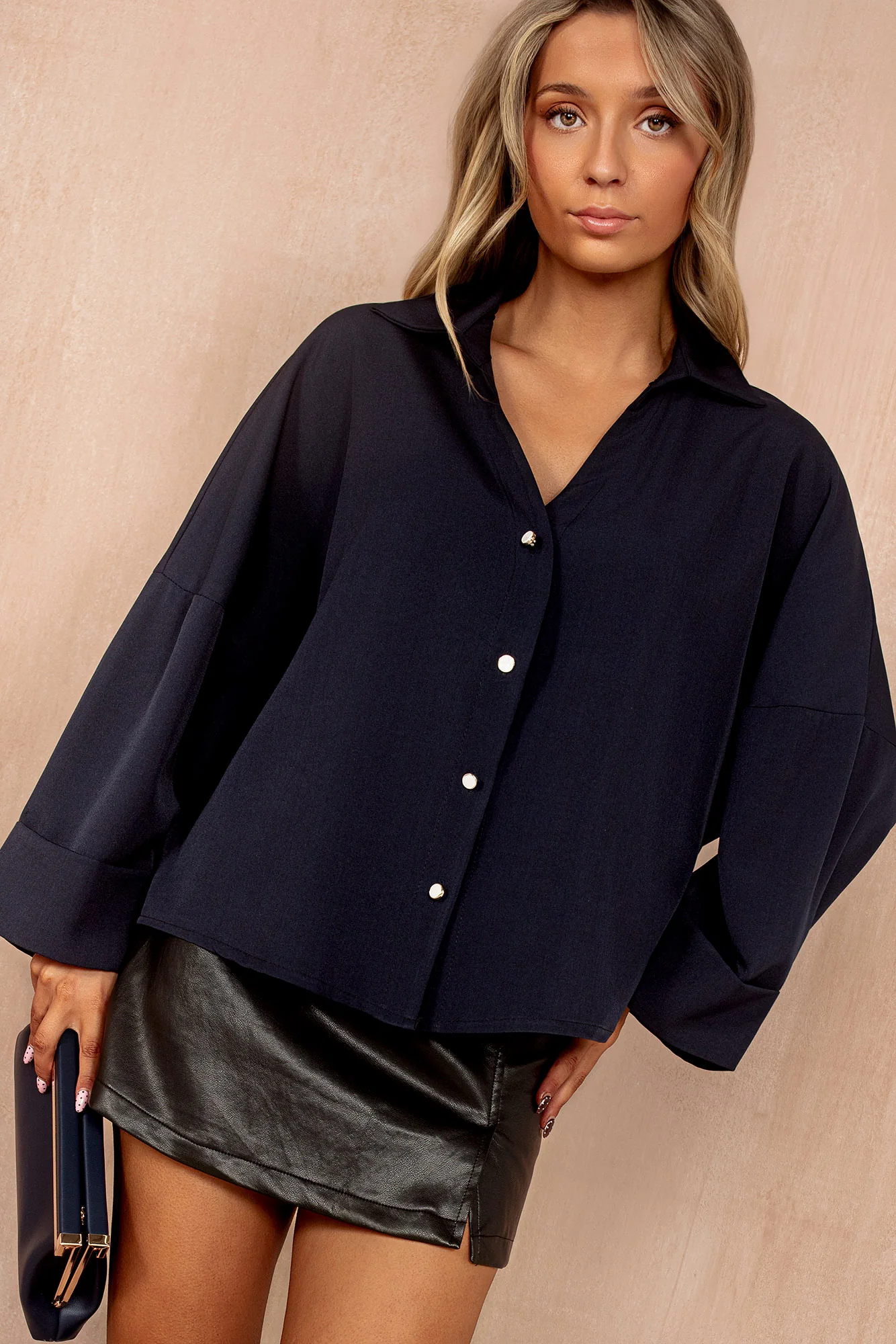 Val Navy Oversized Shirt - Enricherlife