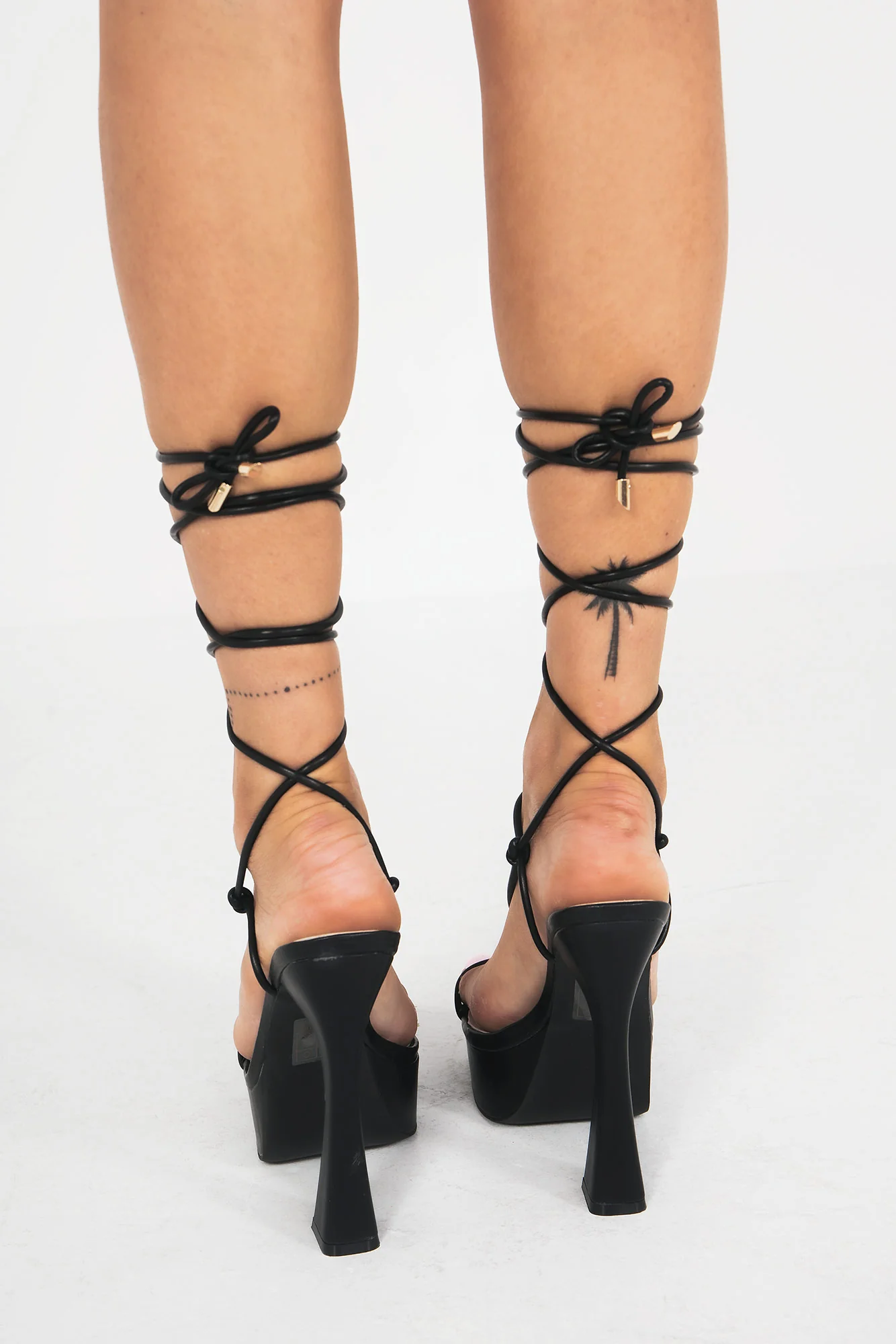 Allison Black Lace Up Platform Heels - Enricherlife