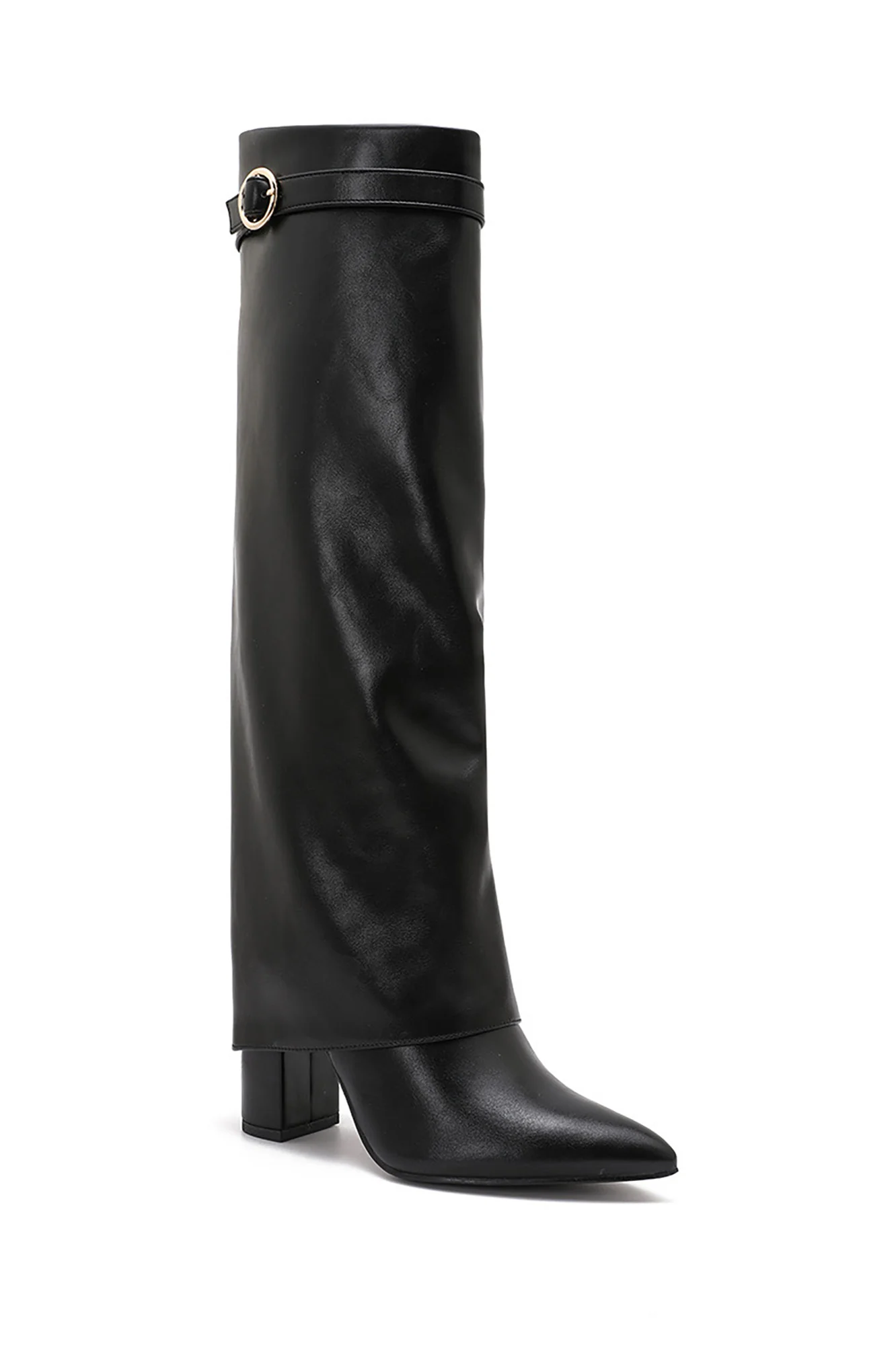 Mo Black Fold Over Knee High Boots - Enricherlife