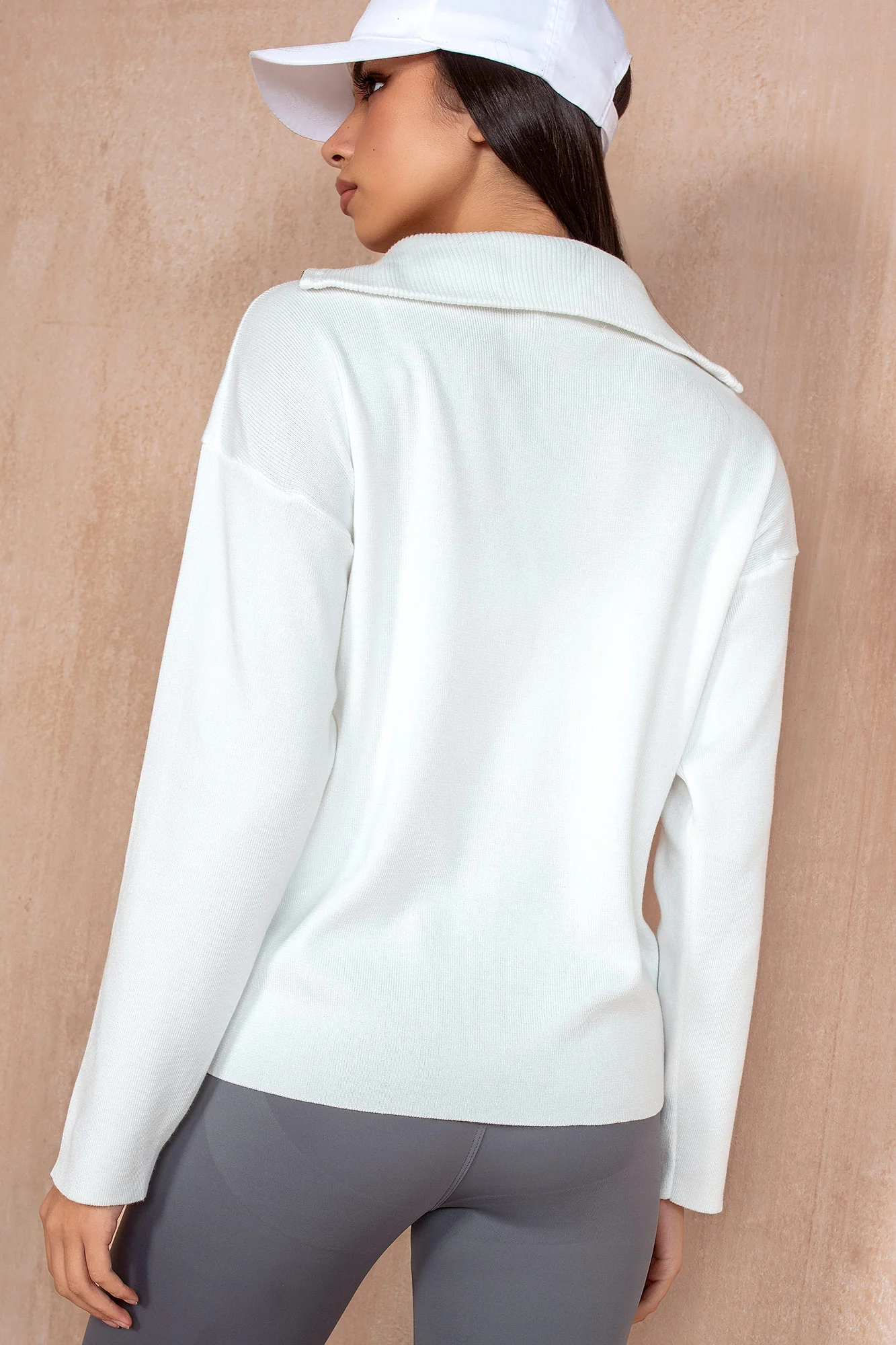 Gloria White Knit Half Zip - Enricherlife