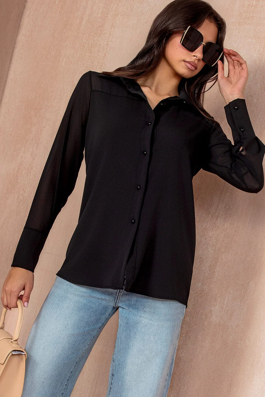 Maeve Black Chiffon Shirt - Enricherlife