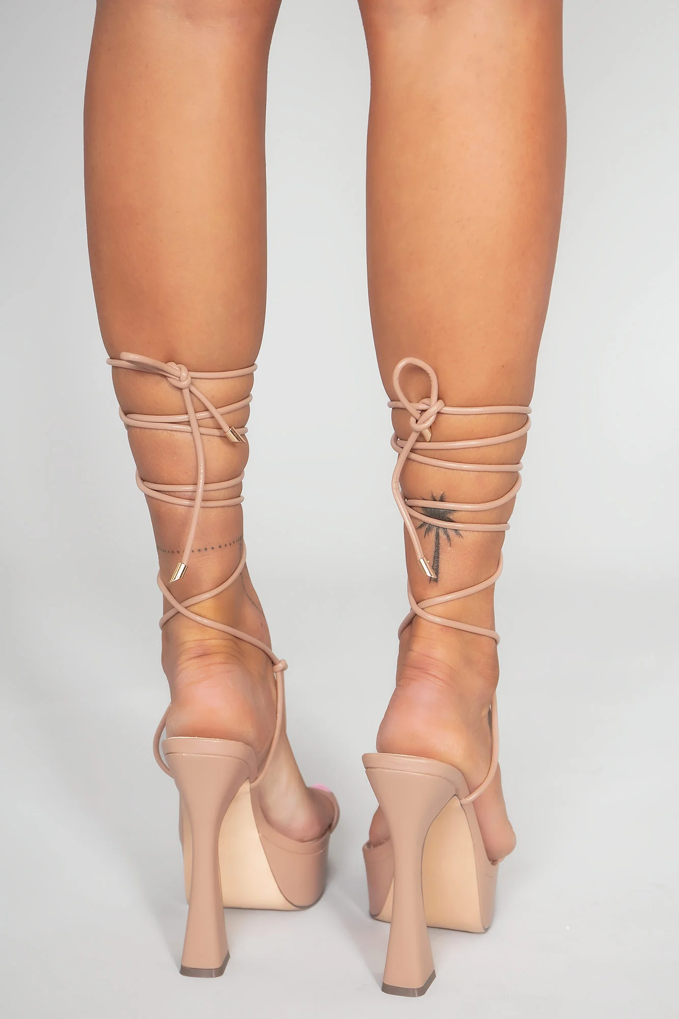 Allison Nude Lace Up Platform Heels - Enricherlife