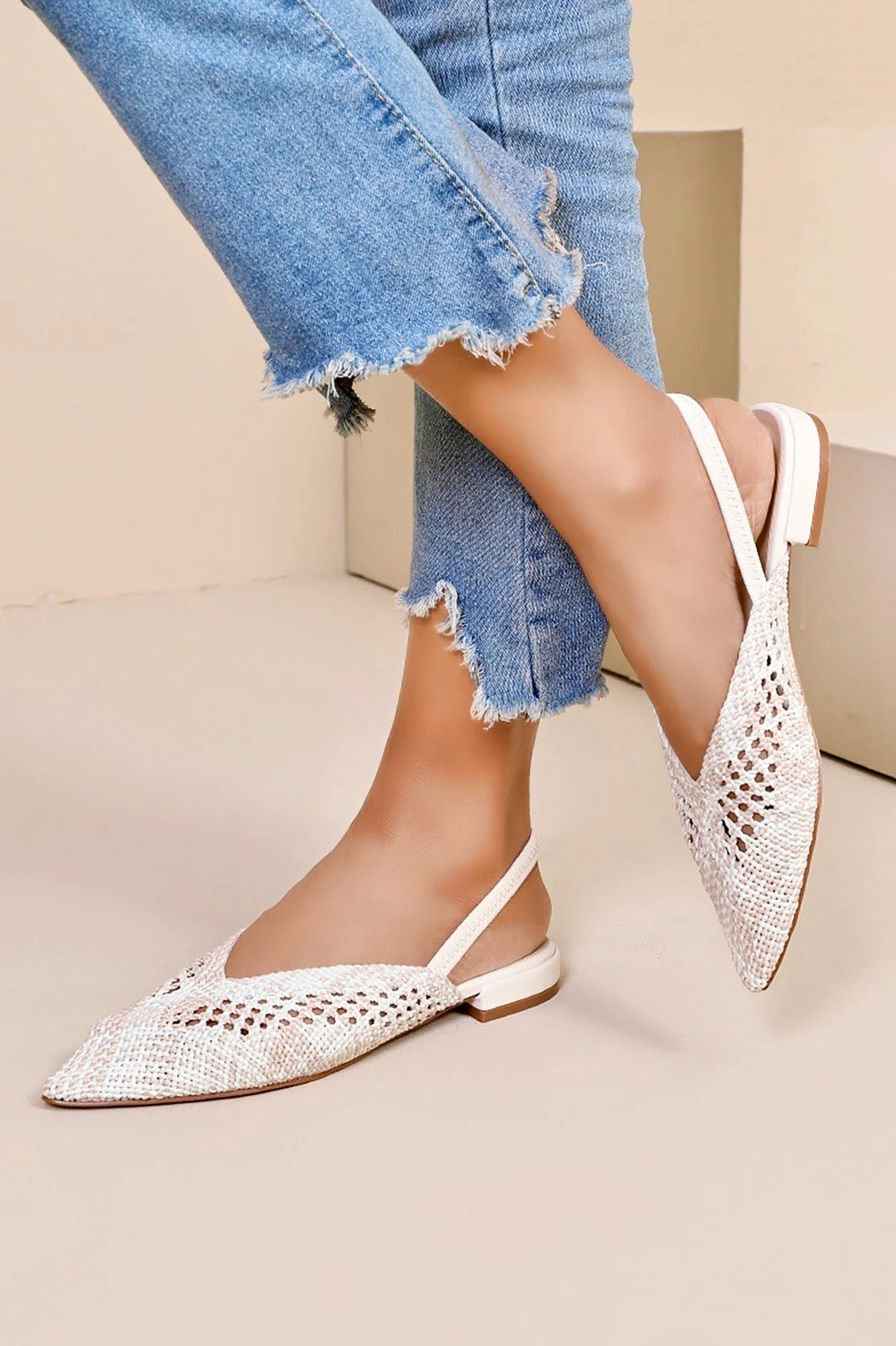 Ivy Nude Woven Slingback Shoes - Enricherlife