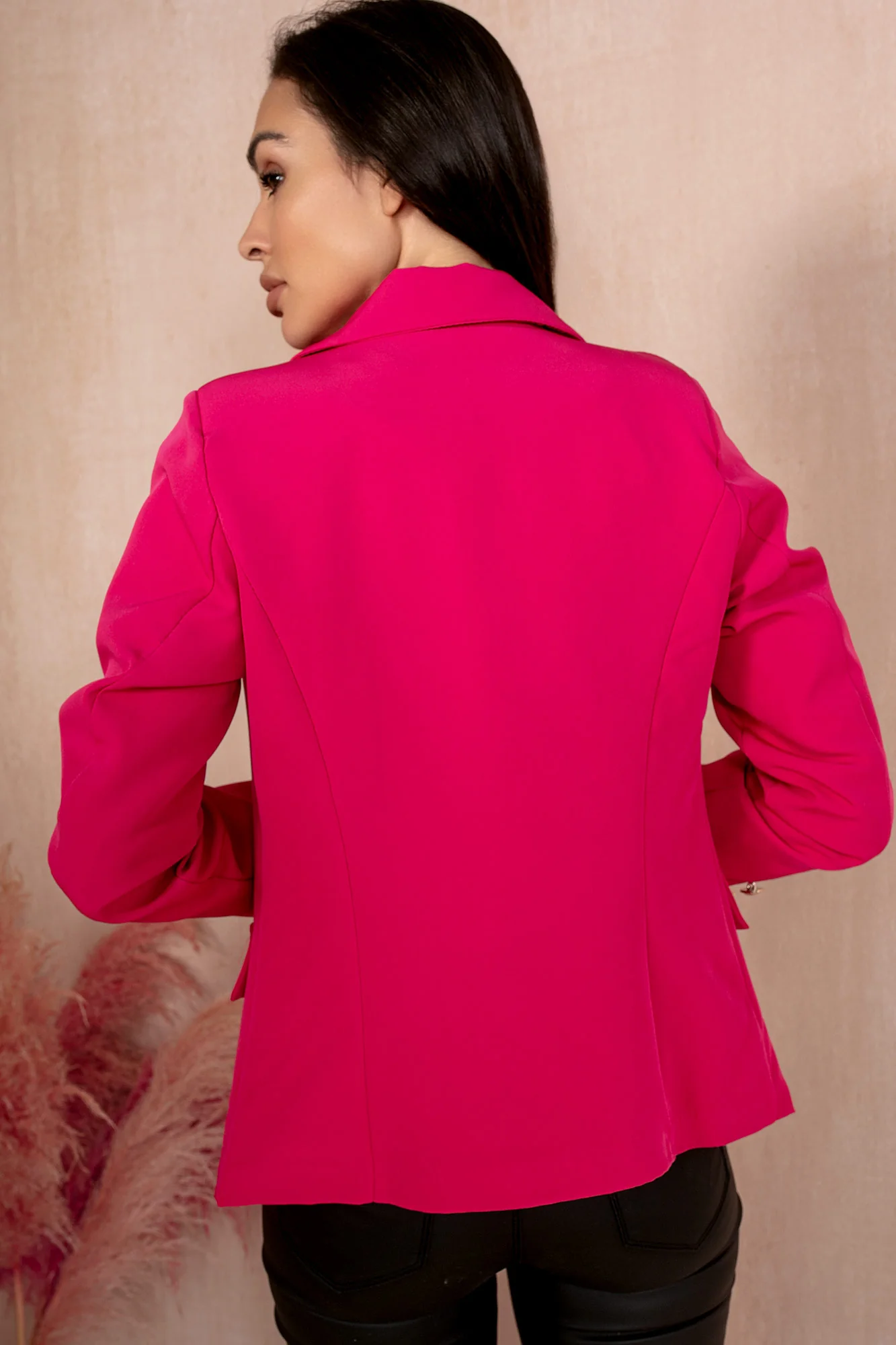 Haddie Fuchsia Button Detail Blazer - Enricherlife