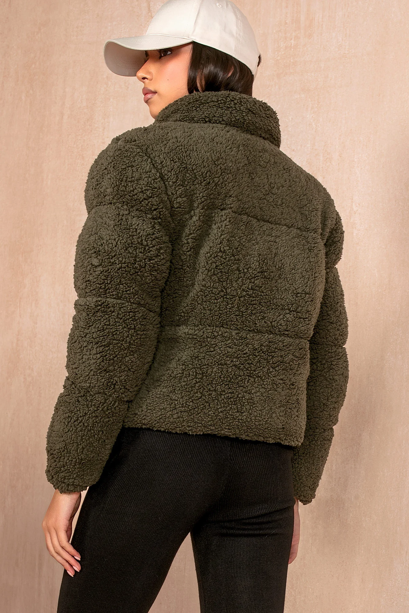Lottie Khaki Teddy Puffer Jacket - Enricherlife